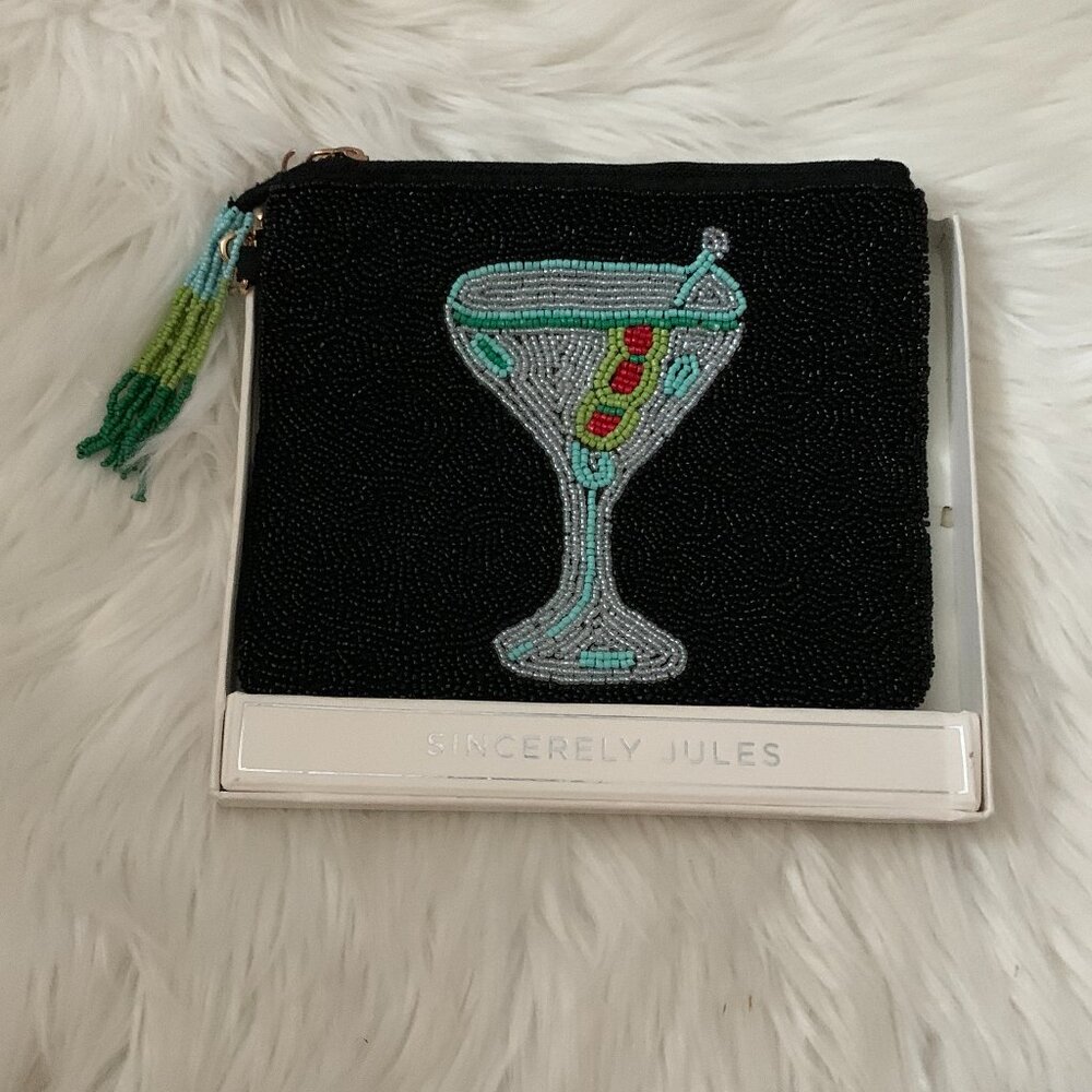 SINCERELY JULES Dirty Martini Large Wristlet in Black